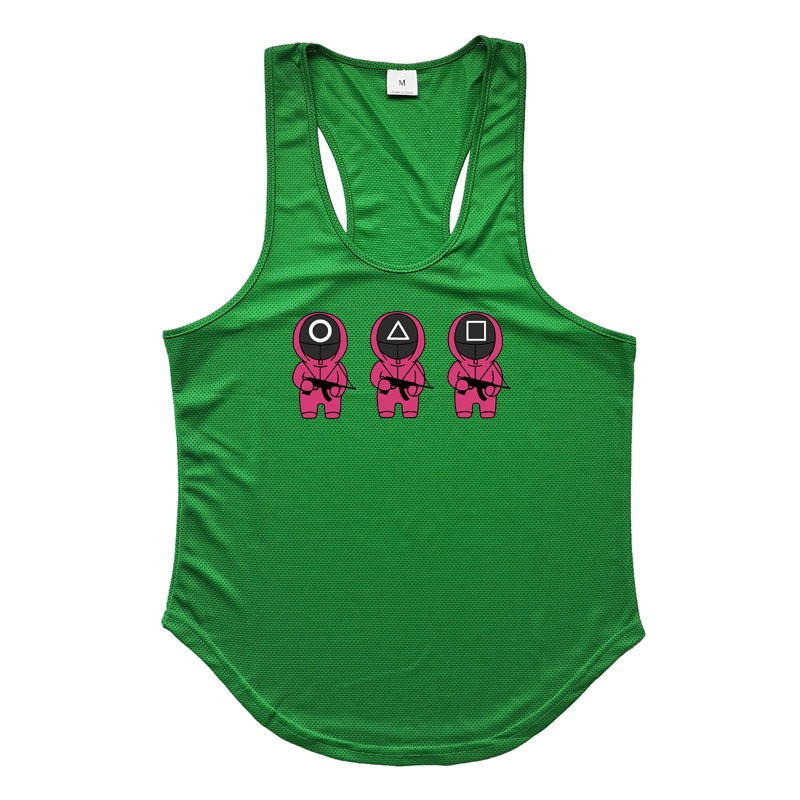 Áo tập gym nhanh khô làm bằng lưới có cỡ lớn họa tiết nhân vật trong phim squid  dành cho nam