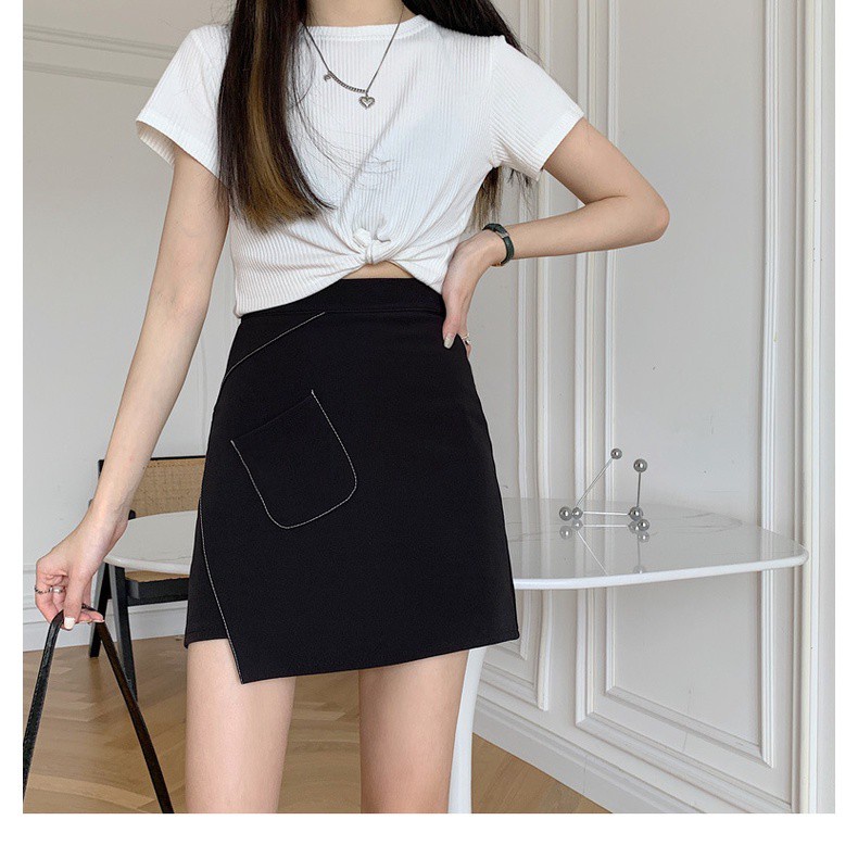 Chân váy ngắn chữ A chỉ nổi đơn giản, độc đáo vô cùng tôn dáng Mely's Fashion MLCV_CNDG_007