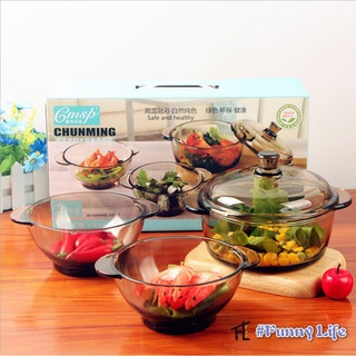 Bộ 5 Bát, chén thủy tinh cao cấp Chunming thiết kế sang trọng đẹp mắt chất liệu thủy tinh độ bền cao