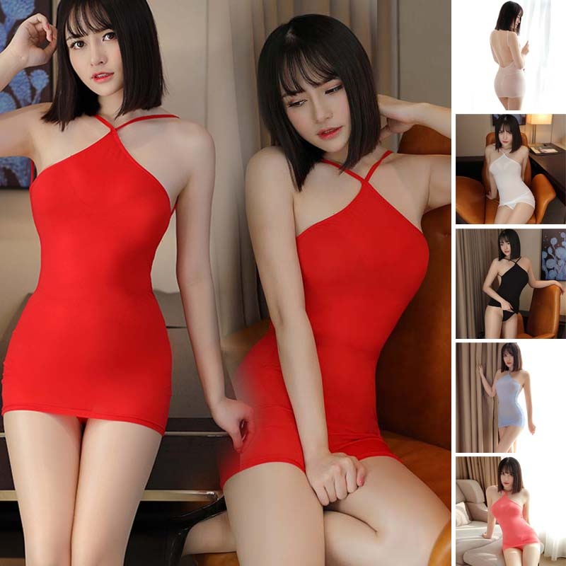 Set Đầm Ngủ Dáng Ngắn Phối Lưới Lưng + Quần Lót Lọt Khe