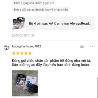Bộ 4 Pin Sạc AA Camelion AlwaysReady 2700mAh
