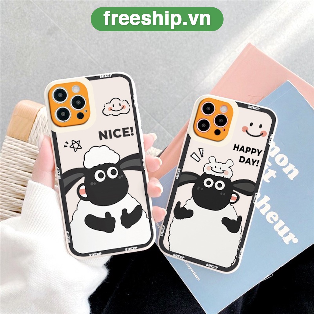 Ốp lưng iphone Cừu Shaun cạnh vuông 6/6plus/6s/6splus/7/7plus/8/8plus/x/xr/xs/11/12/13/pro/max/plus/promax