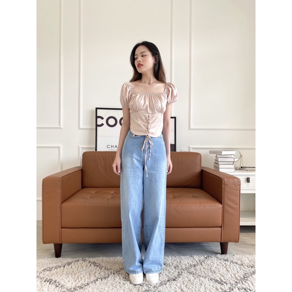 Quần jean ống rộng cá tính REVERCLOTHINGS cá tính size S M L Haley Jeans