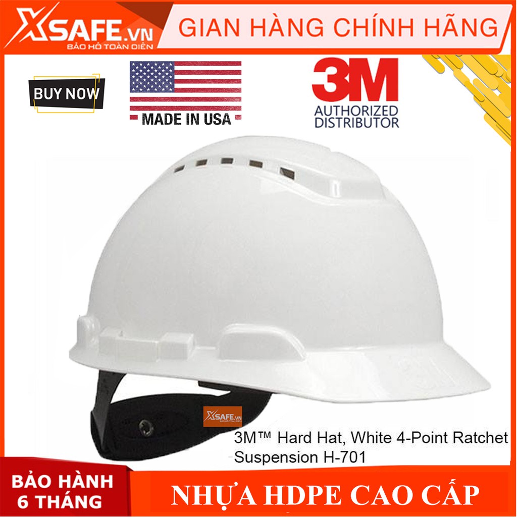 Mũ bảo hộ 3M H701V nón bảo hộ lao động cao cấp nhựa ABS siêu cứng, lồng nón điều chỉnh được độ cao chính hãng 3M