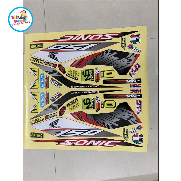 Tem xe sonic 150 in uv ép nhiệt