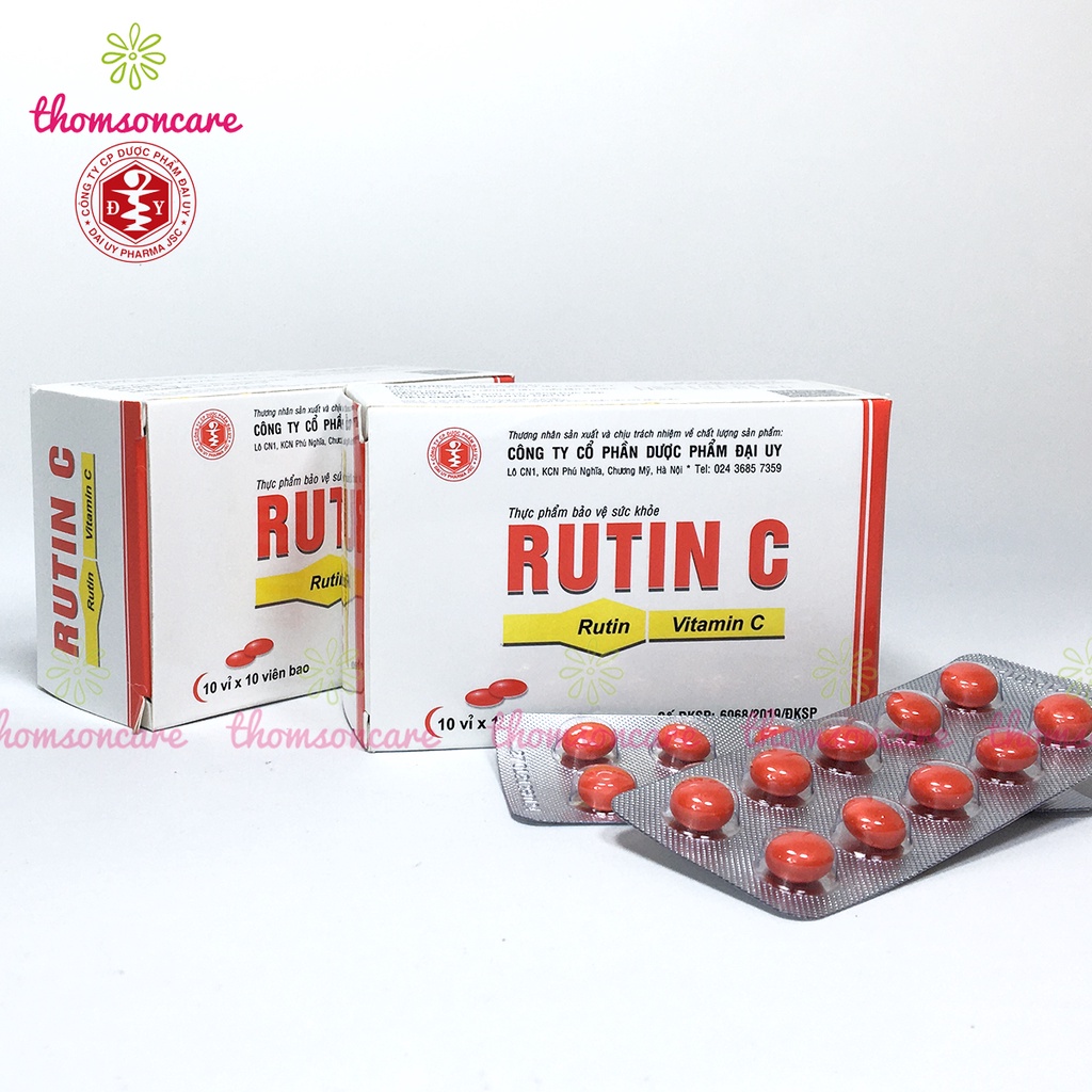 Rutin C Đại Uy - bổ sung vitamin C, giúp tăng cường sức đề kháng, phòng ngừa nhiệt miệng, táo bón - Hộp 100 viên