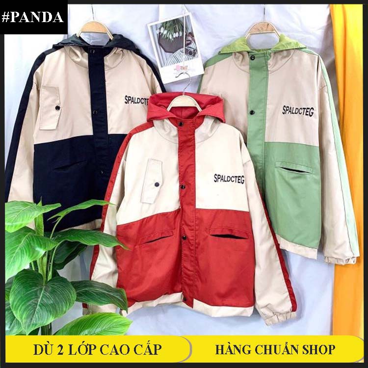 Áo khoác kaki form rộng phối màu chữ Spaldcteg, HÌNH THẬT TREO TƯỜNG - KA33 - MUA NGAY
