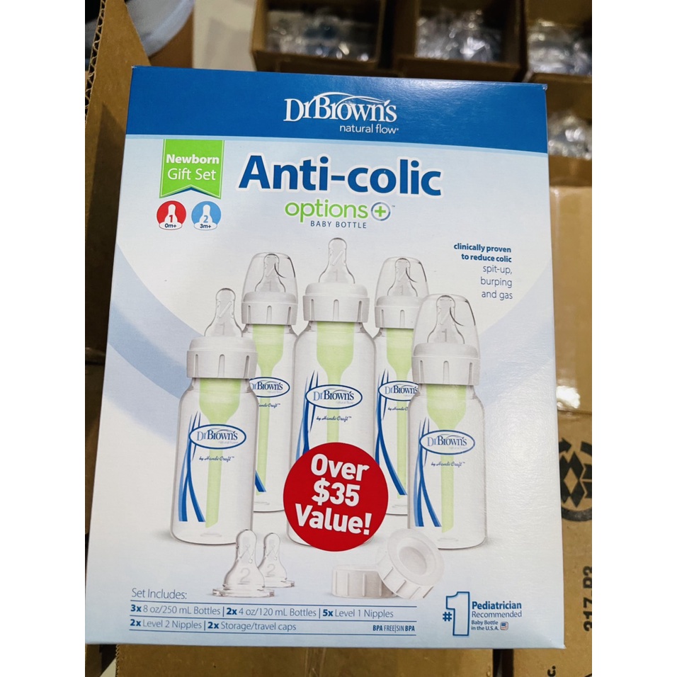 MẪU MỚI 2022 SET 5 BÌNH SỮA DR BROWN OPTIONS ANTI COLIC HAY CÒN GỌi OPTION PLUS