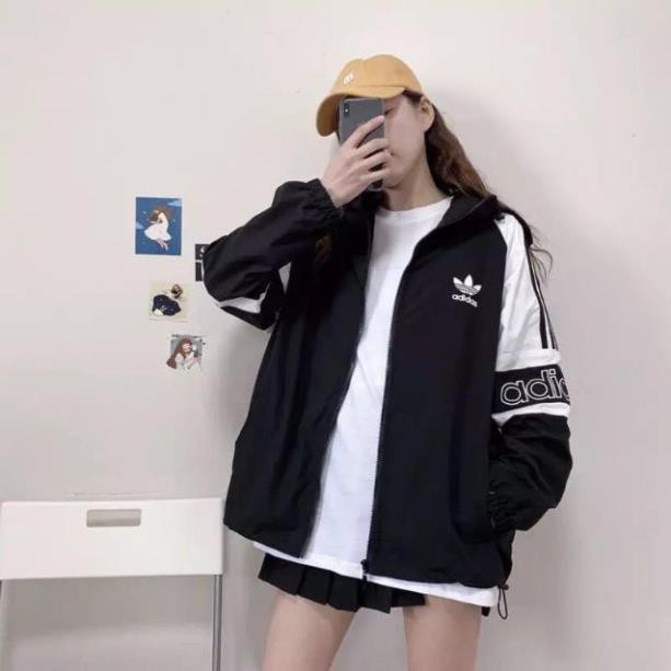 Áo khoác dù form rộng nữ in adidas siêu cá tính, unisex form rộng, ulzang, áo đôi, khoác gió AK13