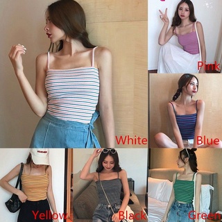 [HÀNG MỸ] Áo croptop dây FOREVER21 thun tăm dệt kim sọc nhuyễn màu sắc