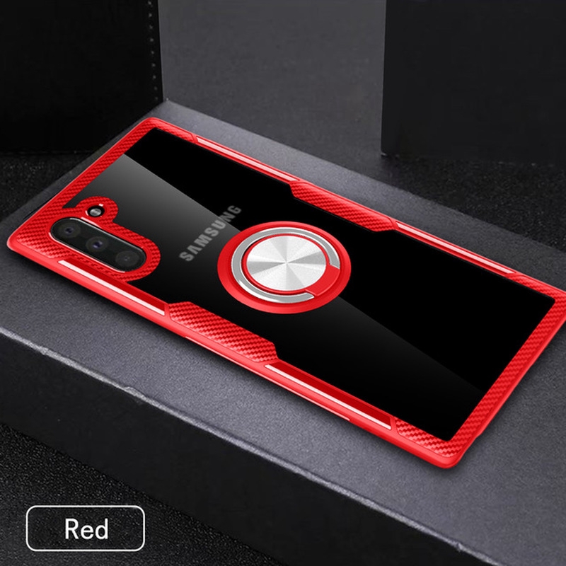For Samsung S10 5G M30 A40s M20 M10 A10 A40 A50 A70 Note 10 Pro Transparent Magnetic Finger Ring Stand Soft Phone Case