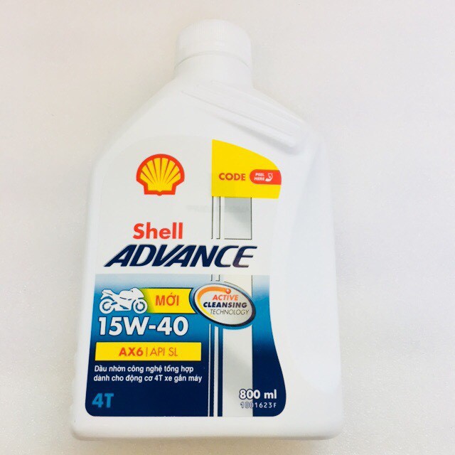 Nhớt Shell AX6 Công Nghệ Tổng Hợp 15W40 800ml cao cấp chuyên tay côn