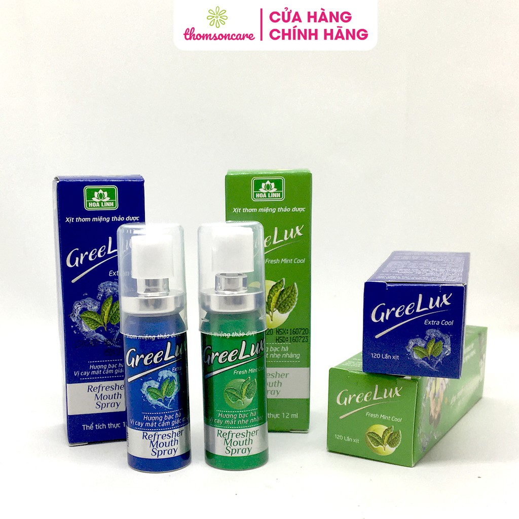 Xịt thơm miệng Greelux Thảo Dược chai 12ml hương bạc hà khử mùi hôi miệng - nước xịt thơm miệng Gree Lux