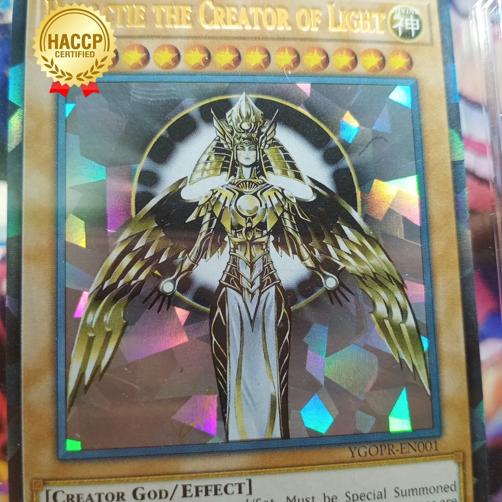 Thẻ Yugi Muto lá Holactie the creator of light Vị Thần Sáng Tạo Ánh Sáng Horakhty Yugioh 1458 D5 63