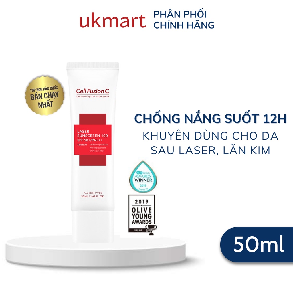 Kem Chống Nắng Cell Fusion C Cho Da Sau Laser 50ml Laser Sunscreen 100 SPF50+ PA+++ 50ml