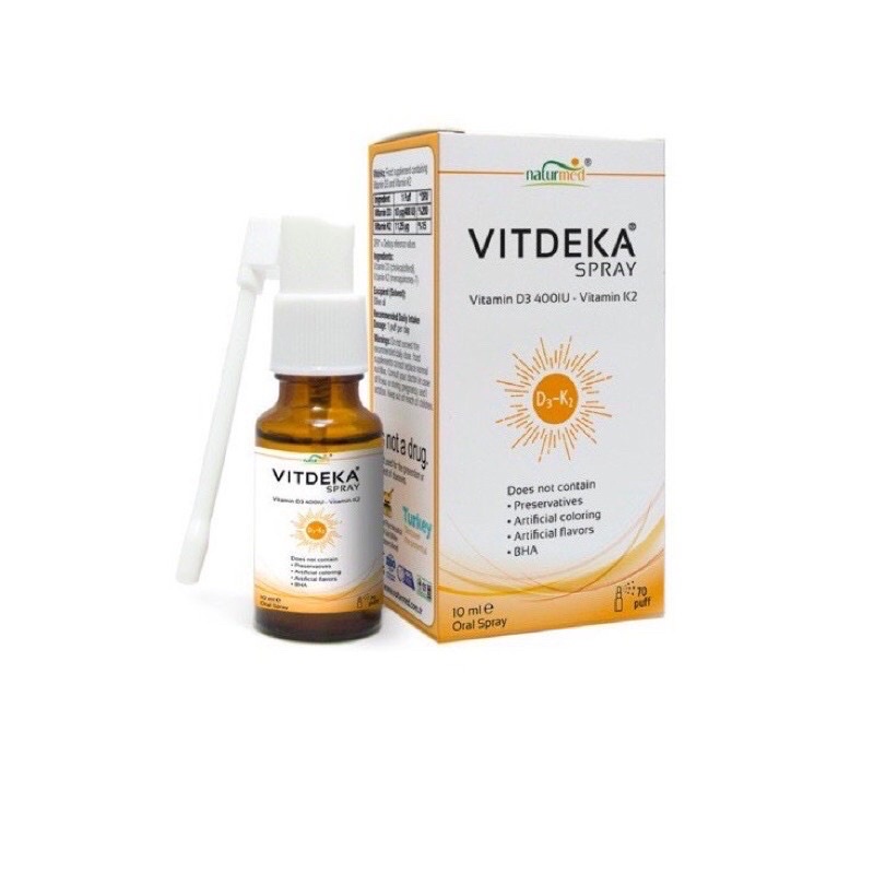 Vitamin Vitdeka k2 d3 Lineabon k2 d3 dạng xịt giúp hấp thu canxi nhập khẩu Italia dung tích 10ml