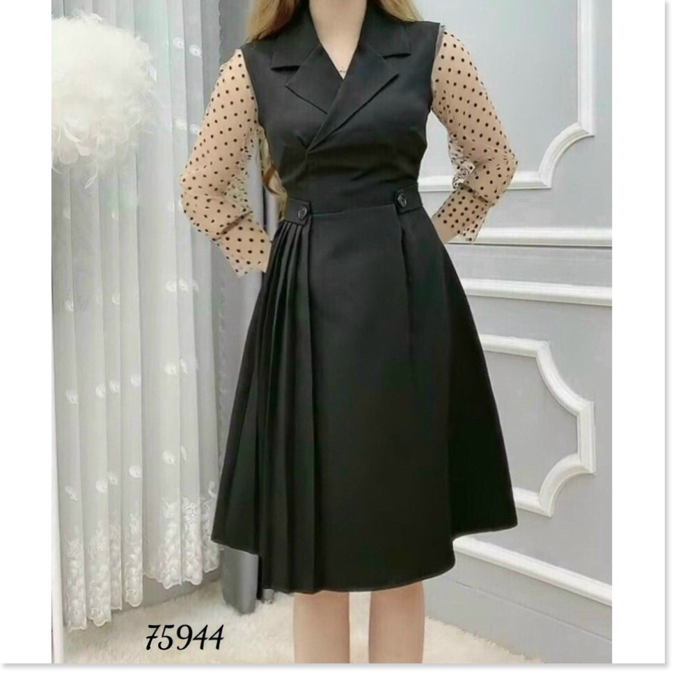 ĐẦM XÒE DỰ TIỆC TAY DÀI CHẤM BI CỰC HOT SIÊU XINH ĐẸP KME FASHION