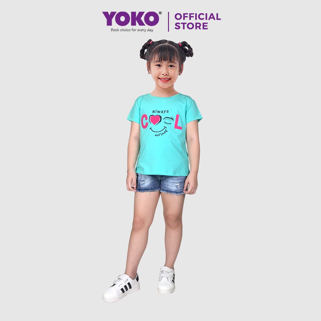 Bộ Quần Áo Thun Tay Ngắn Quần Jean Bé Gái (6-9 Tuổi) YOKO KID’S FASHION JE509