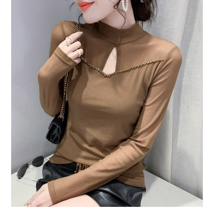 Đính hạt thiết kế mới thời trang mùa thu dành cho Áo thun dài tay nữ