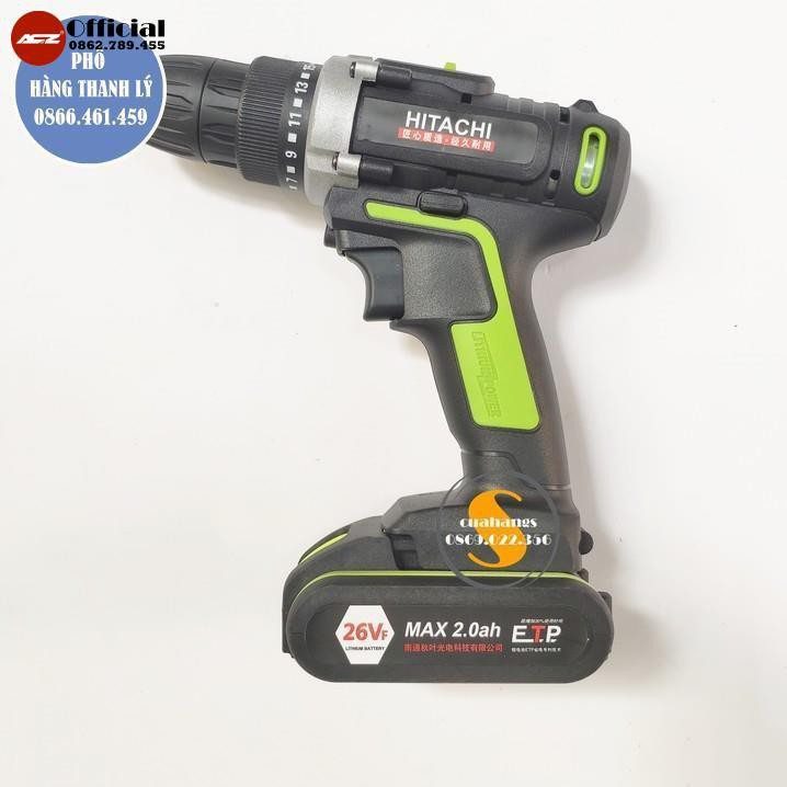 Máy khoan pin 26V HITACHI loại 2 pin kèm hộp