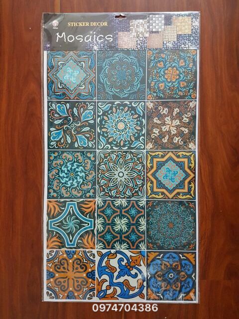 Decal gạch bông dán bếp kt 15x15
