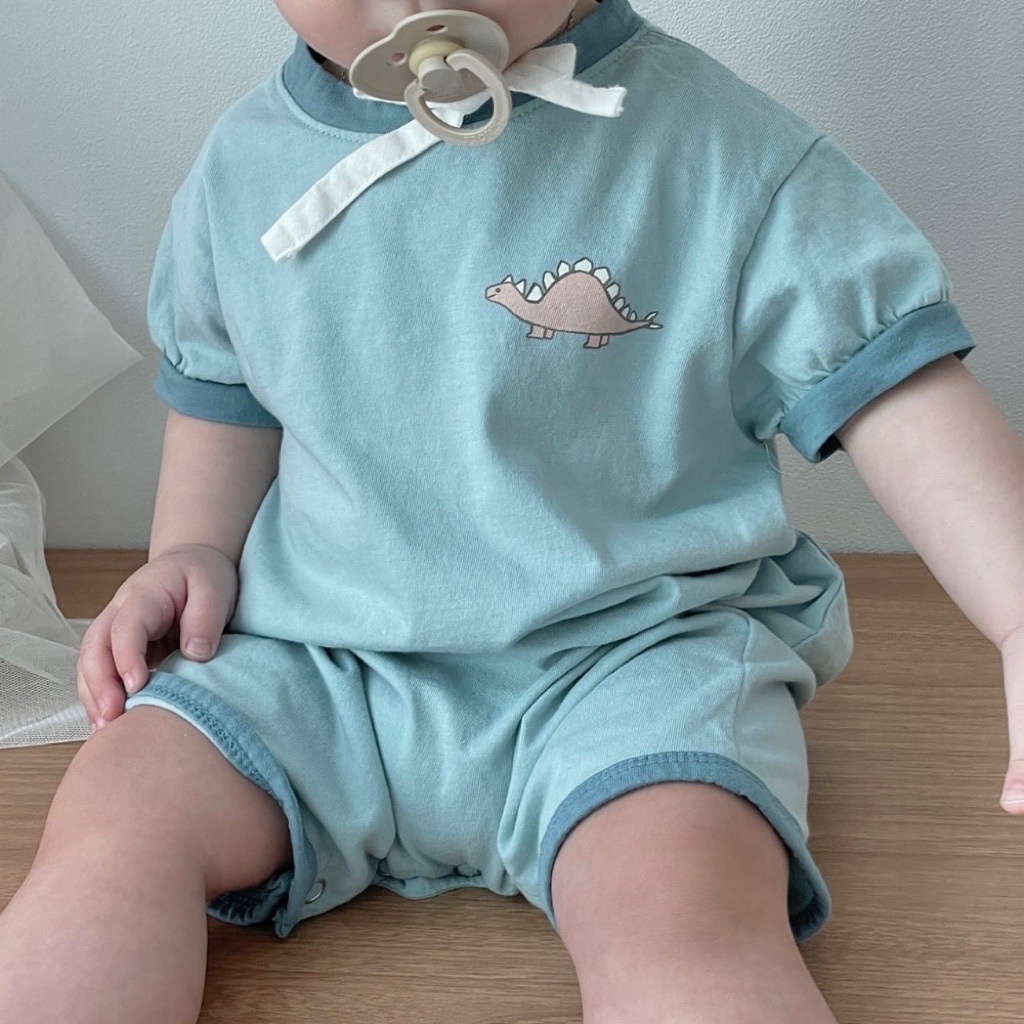 Bộ Áo Liền Quần Tay Ngắn In Hình Động Vật Thời Trang Mùa Hè Cho Bé