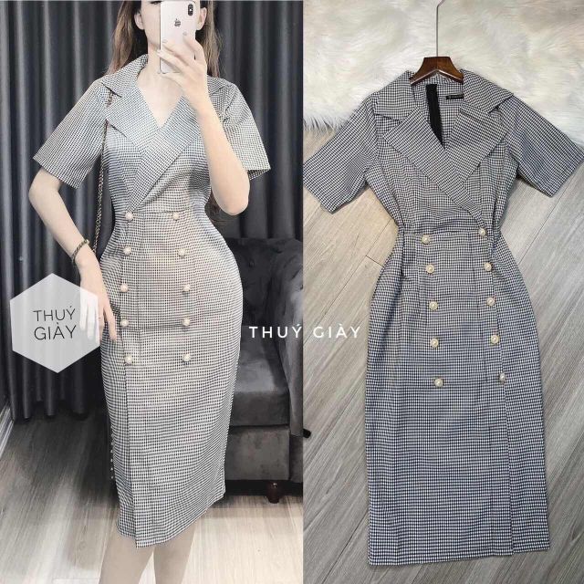 Đầm body cổ vest