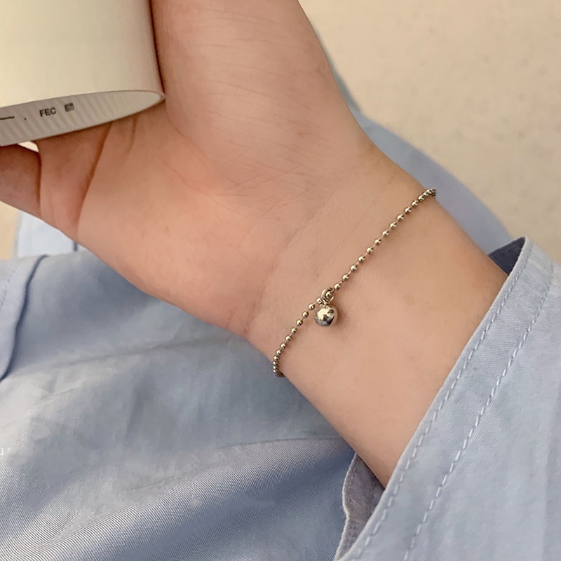 Vòng tay hạt tròn nhỏ đính đá zircon đơn giản nhẹ nhàng phong cách Hàn Quốc sang trọng cá tính dễ phối đồ cho nữ