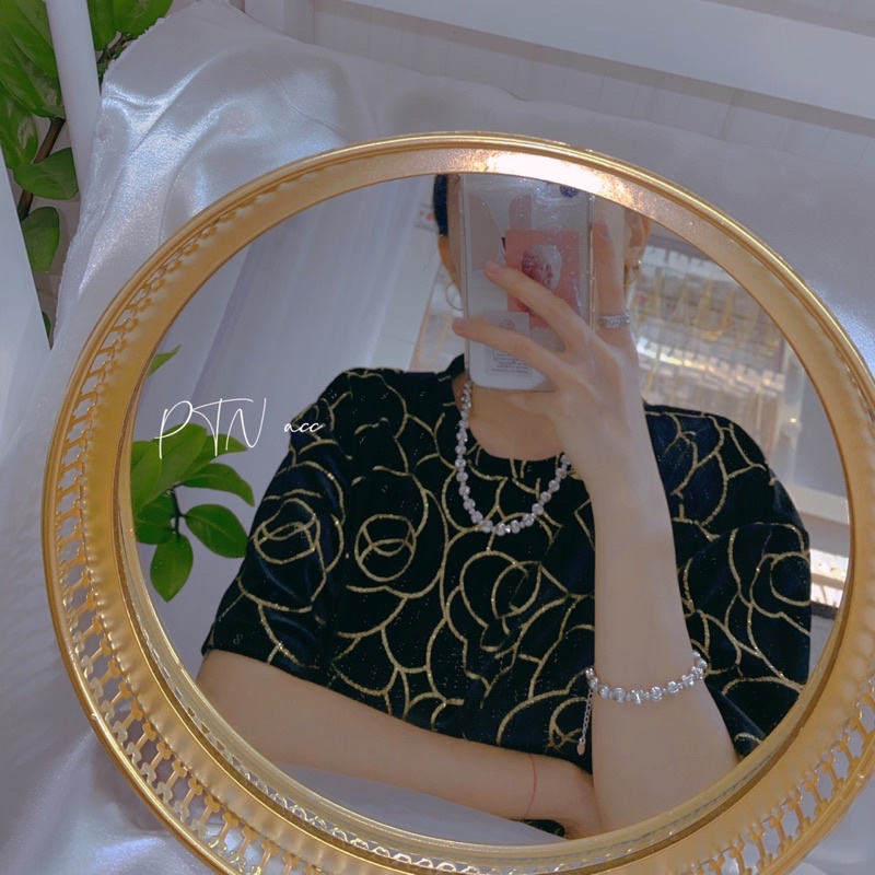 Bộ trang sức bi xi bạch kim, set dây chuyền, lắc tay bi xi bạch kim 8li dáng to, đặc nặng tay .PTNACC.