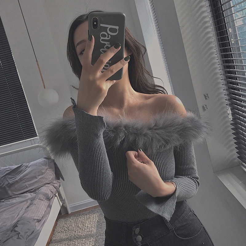 Áo len tay dài trễ vai thời trang dành cho nữ | BigBuy360 - bigbuy360.vn