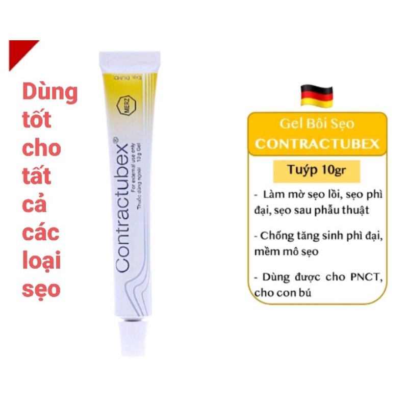 Gel mờ Sẹo CONTRACTUBEX [Tuýp 10g] - Dành cho sẹo lồi nhập khẩu từ Đức