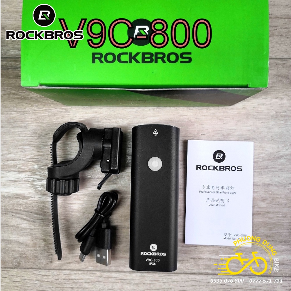 Đèn pin siêu sáng xe đạp ROCKBROS V9C800 800LM