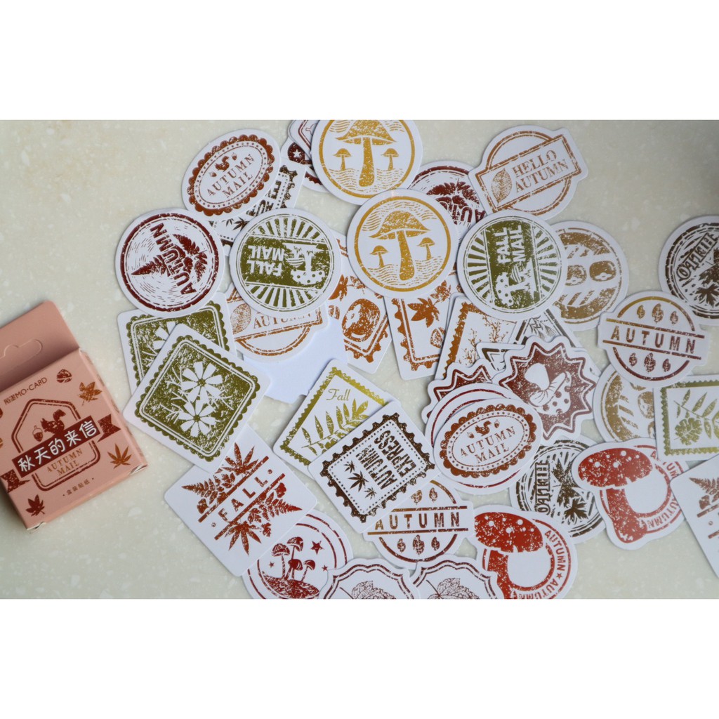 Sticker mùa thu dùng trang trí scrapbook, planner