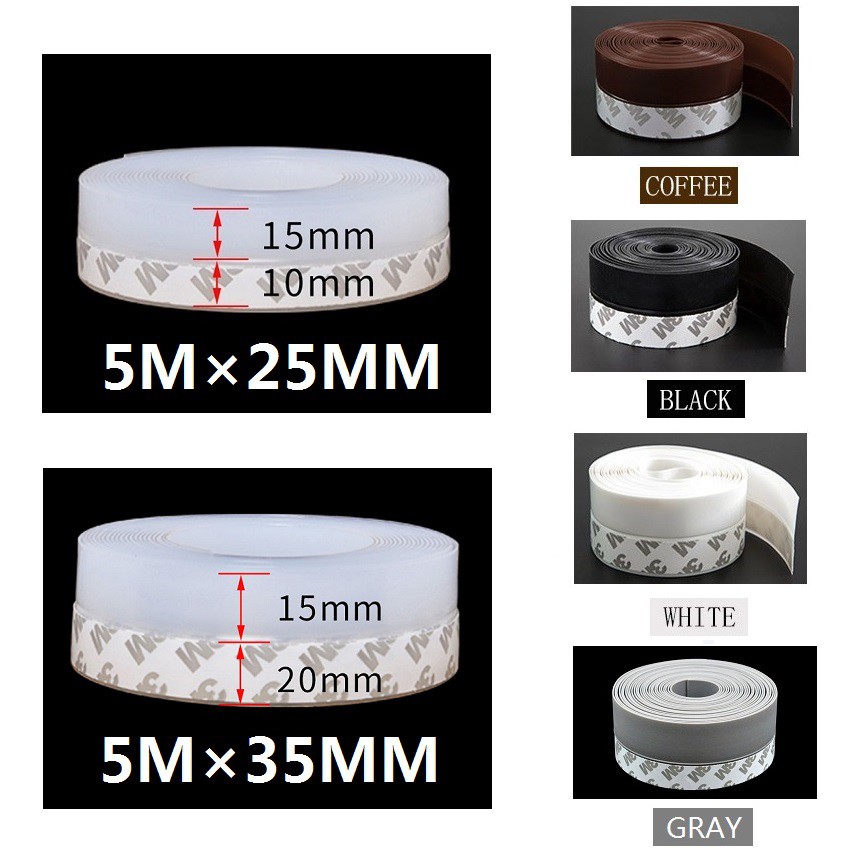 【Giao Hàng Nhanh】5M×25MM/5M×35MM Dây silicon dán viền cửa chống côn trùng tiện lợi