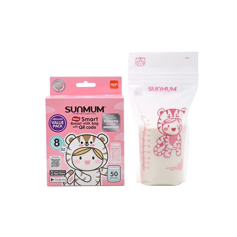 Túi trữ sữa Sunmum Thái Lan 250ml - Hộp 50 túi [ babyboo]