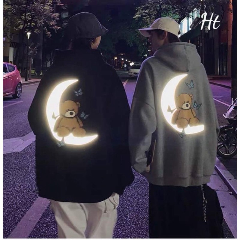 Áo hoodie phản quang gấu bướm trăng HT12