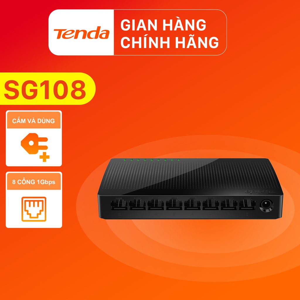 Tenda Bộ chia mạng Switch SG108 8 cổng Ethernet - Hãng phân phối chính thức