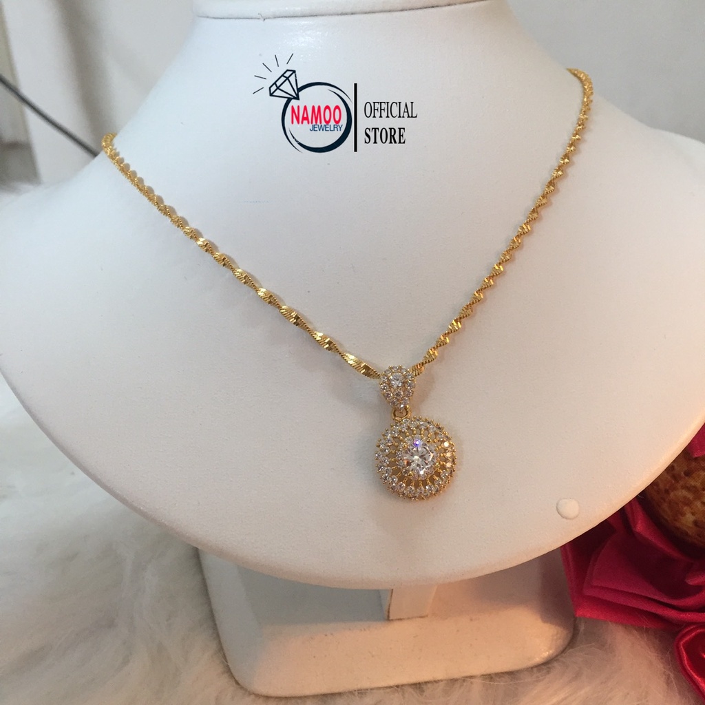 Dây Chuyền Nữ Đính Đá Mạ Vàng 18k Bền Màu, Vòng Cổ Cực Xinh Cho Nữ V560 Namoo Jewelry