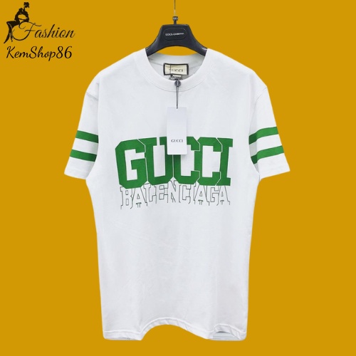 Áo Thun Nam Nữ , Áo Phông ngắn tay in chữ Gucci sọc cổ tay siêu sang