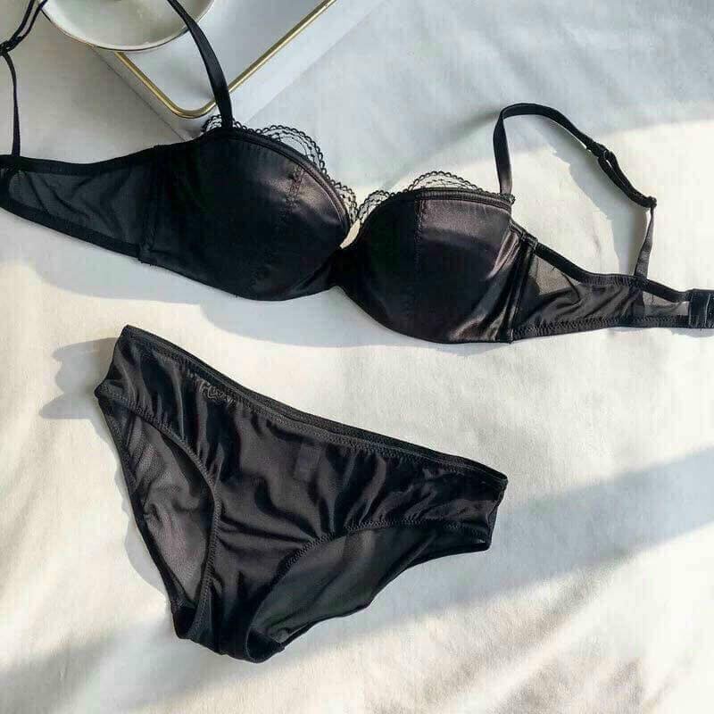 Bộ đồ lót satin B004 mút mỏng có gọng | BigBuy360 - bigbuy360.vn