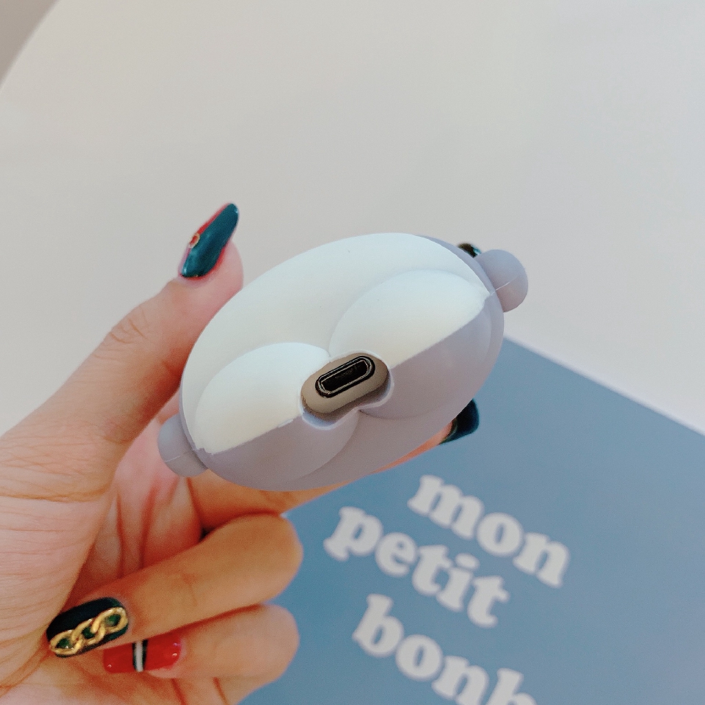 Vỏ bảo vệ hộp sạc tai nghe AirPods 1/2/pro hình cá mập trắng dễ thương