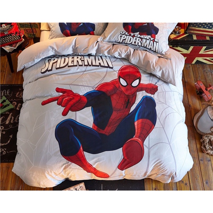 GC0122 - Bộ chăn ga gối giường 120*200cm hình người nhện hàng nhập