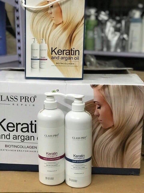 [ Class Chính Hãng ] Tặng Tinh Dầu - Cặp Gội Xả Keratin Class Pro Phục Hồi Và Kích Thích Mọc Tóc 800ml x 2