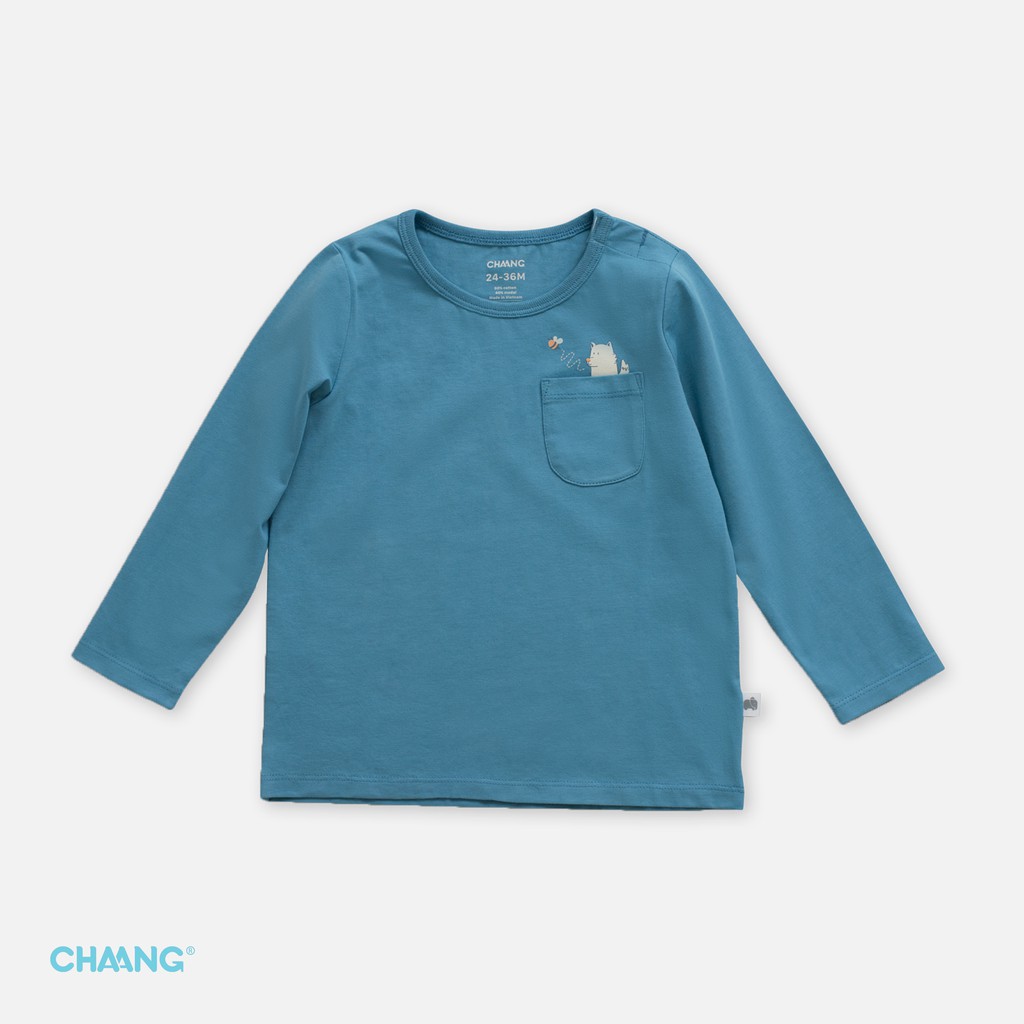 Áo Dài Tay Bé Trai CHAANG Garden Xanh Biển Babychum.68