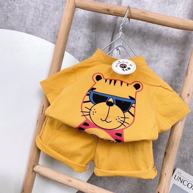 BOT09 - Bộ Bé Trai, Bộ cộc tay, chất đũi in hình mèo cho bé từ 8-21kg, Richkid123