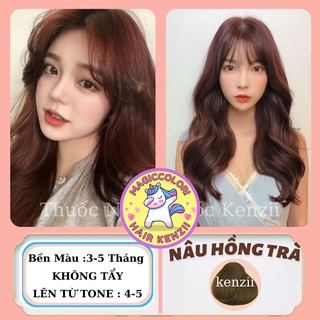 Thuốc Nhuộm Tóc NÂU HỒNG TRÀ Tặng Oxy Trợ Nhuộm Găng Tay Mũ Chùm Kenzii Lên Từ Tone Nâu 4 -5