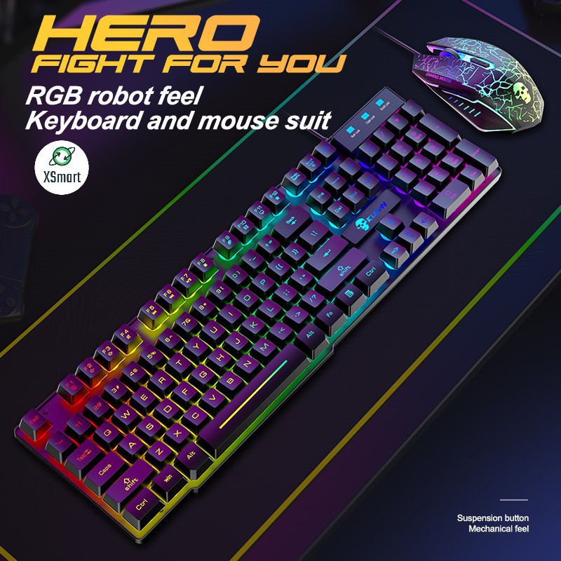 Bộ Bàn Phím Và Chuột Chơi Game Có 10 Chế Độ Led Khác Nhau T6RGB Super PRO 2021 Tương Thích Máy Tính PC Laptop | BigBuy360 - bigbuy360.vn