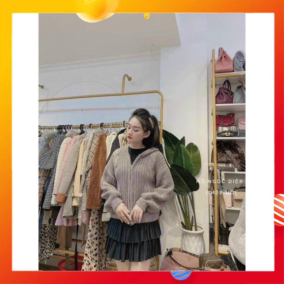 Áo Khoát Vặn Thừng, Áo Khoác Len Đan Khóa Kéo Có Nón Phong Cánh Retro Trẻ Trung Cá Tính. | BigBuy360 - bigbuy360.vn