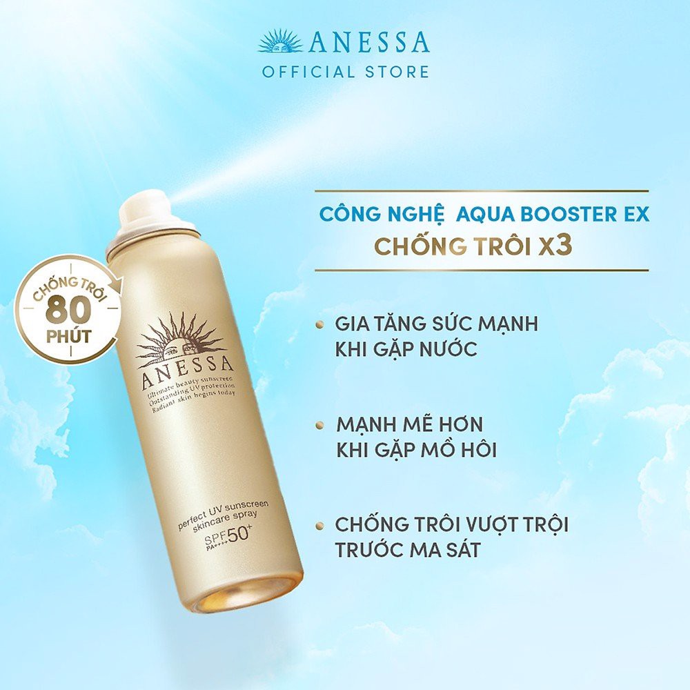 Xịt Chống Nắng Anessa Body Toàn Thân Bảo Vệ Hoàn Hảo Perfect UV Sunscreen Skincare Spray 60g - Khongcoson