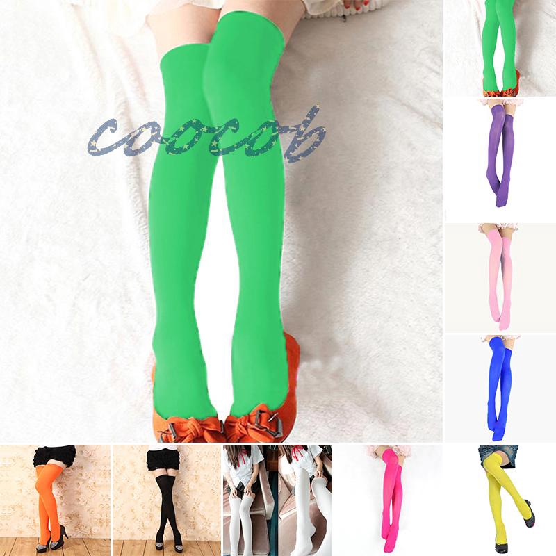 Women Solid Color Extra Long Boot Socks Over Knee Thigh High School Stocking